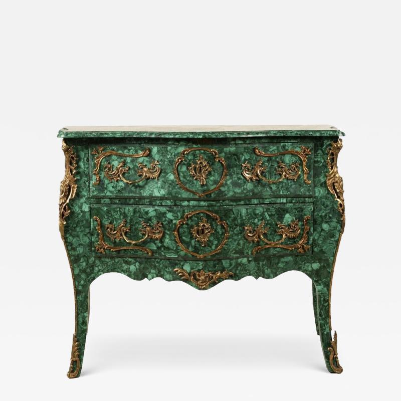 Louis XV Style Malachite Ormolu Mounted Chest of Drawers Commode