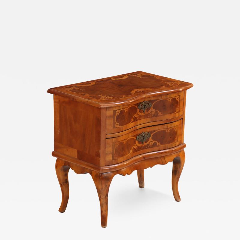 Louis XV Style Marquetry Mahogany Two Drawer Chest