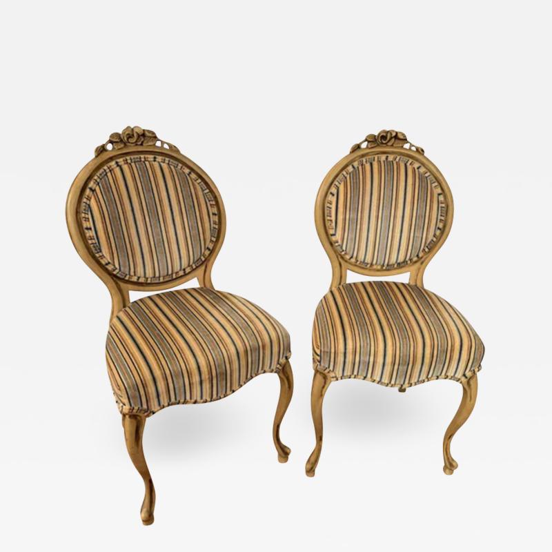 Louis XV Style Oval Back Side Chair a Pair