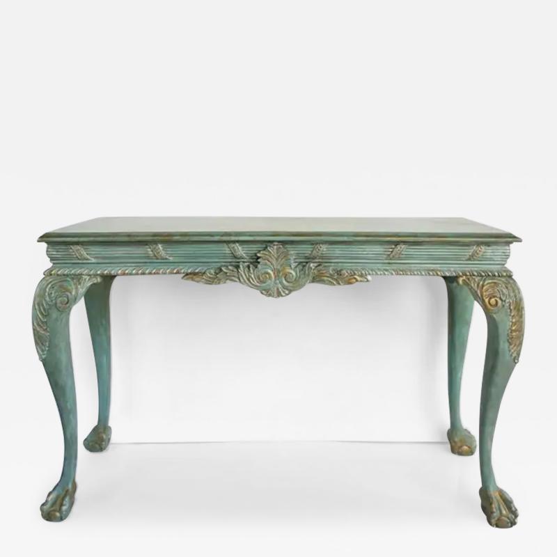 Louis XV Style Painted Gilt Console Table with Ball and Claw Feet