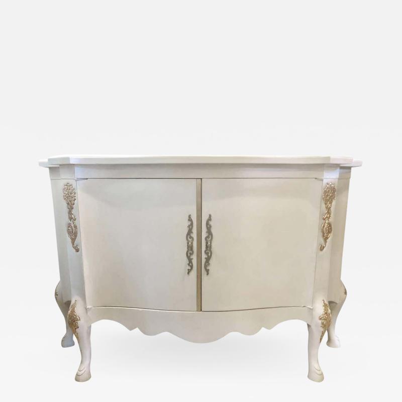 Louis XV Style Parcel Gilt and Paint Decorated Two Door Cabinet Server Sideboard