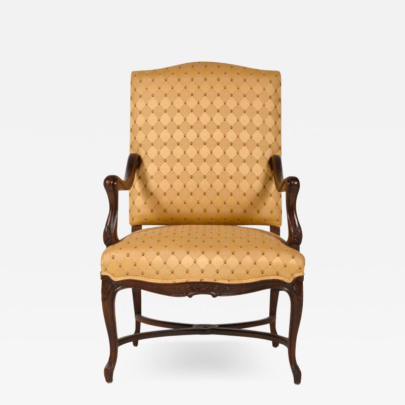 Louis XV Walnut Upholstered Armchair Antique France 19th Century 