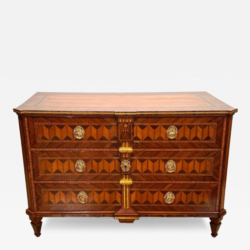 Louis XVI Commode Walnut Veneer Inlays Gold Plate Austria Vienna circa 1790