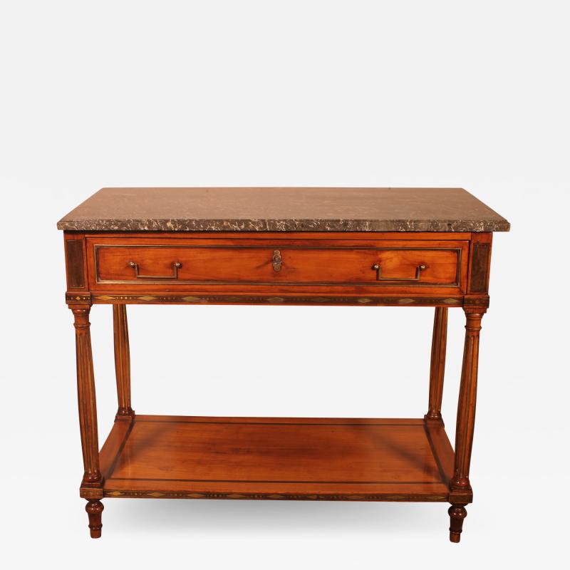 Louis XVI Console In Cherry Wood 18th Century Stamped Lm Pluvinet