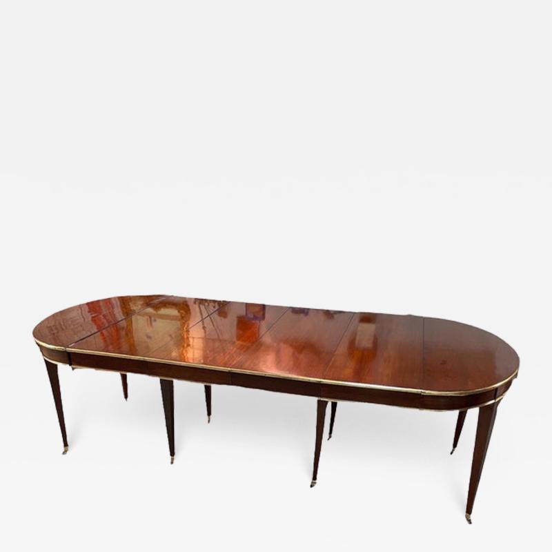 Louis XVI Mahogany Extension Dining Table with 4 Leaves Clips