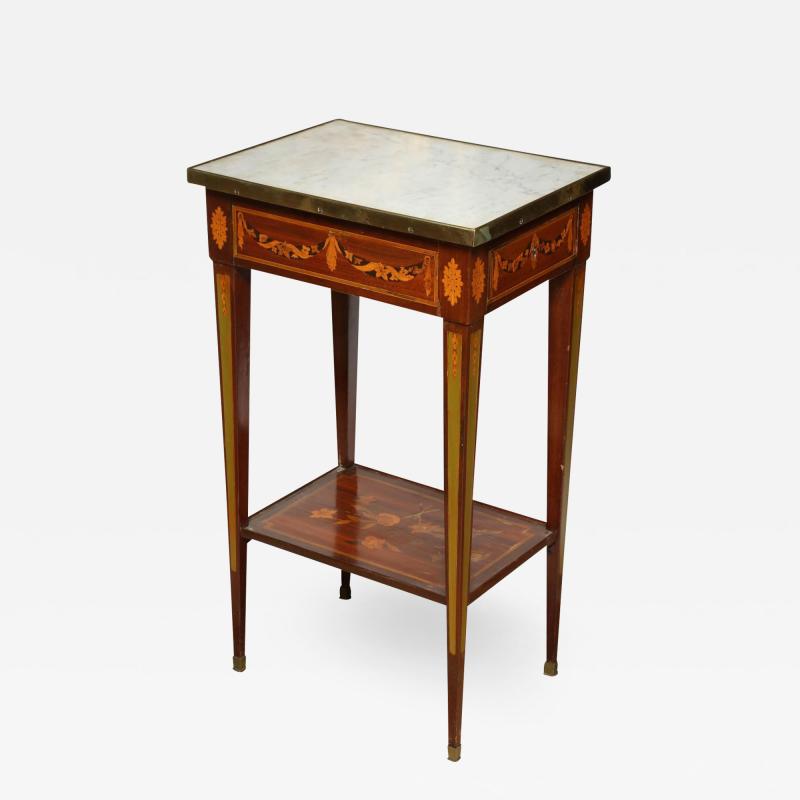 Louis XVI Marble Top Inlaid Side Table