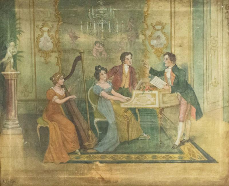 Louis XVI Painting of Music Room with Figures