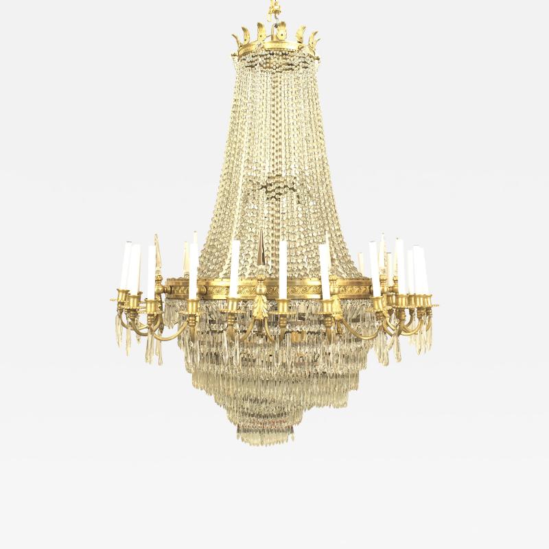 Louis XVI Style 20th Century Large Crystal Chandelier