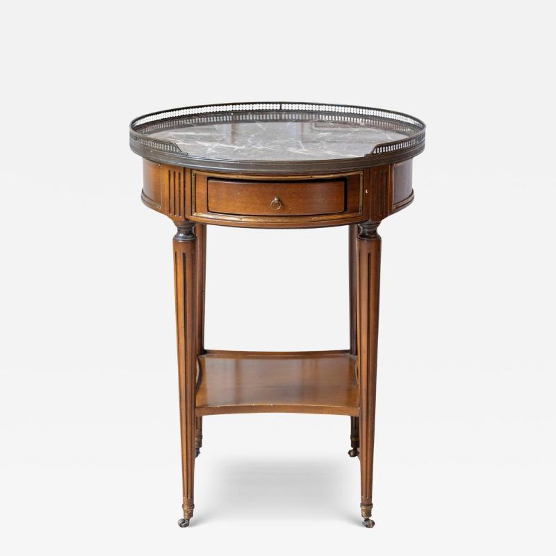 Louis XVI Style Bouillotte Table in Cherry Wood with Marble Top France 20th C