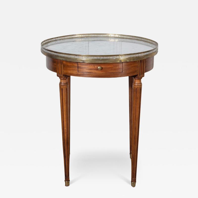 Louis XVI Style Bouillotte Table with Marble Top and Brass Gallery