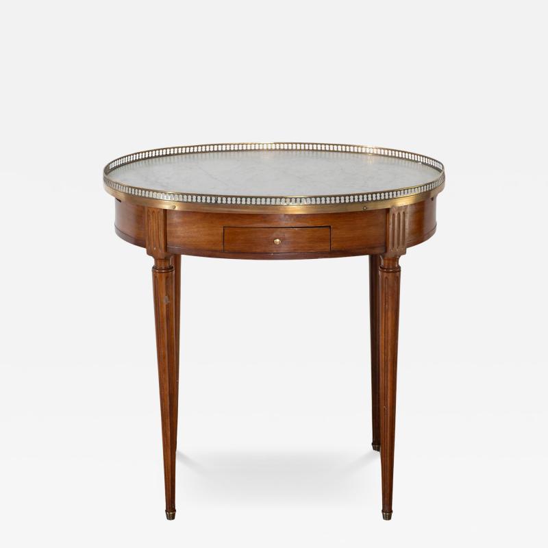 Louis XVI Style Bouillotte Table with Marble Top and Brass Gallery