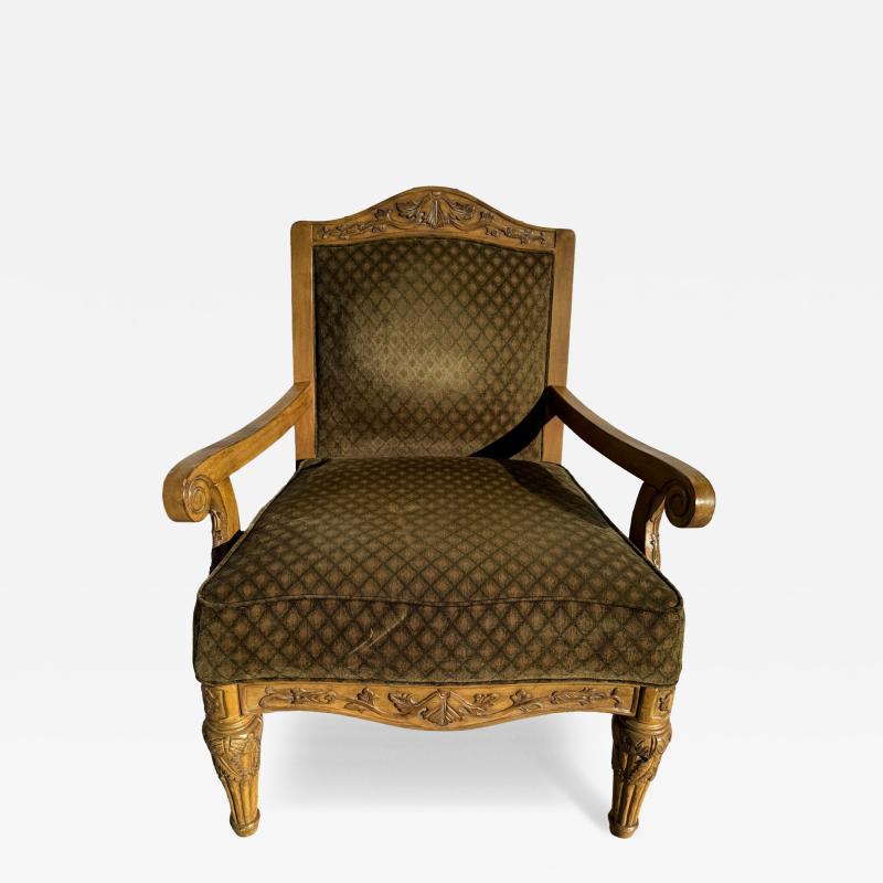 Louis XVI Style Carved Upholstered Armchair