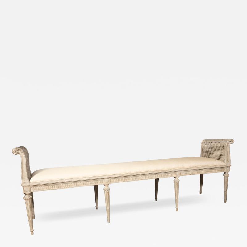 Louis XVI Style Creme Painted Bench