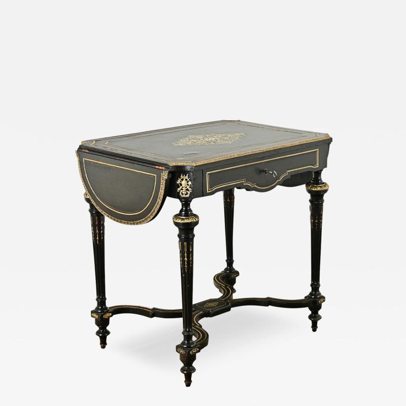 Louis XVI Style Ebonized Drop Leaf Desk