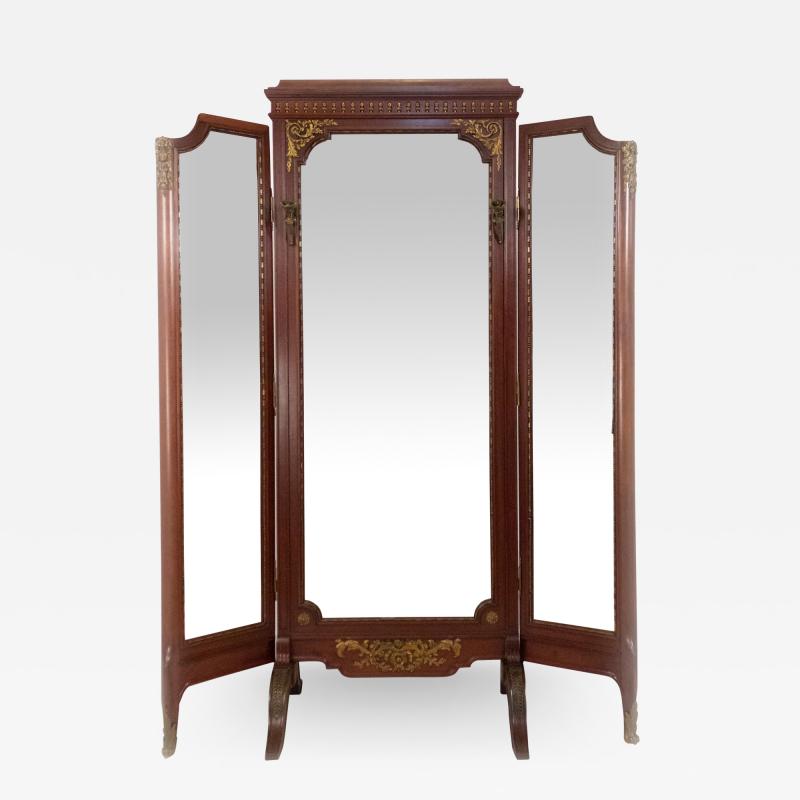 Louis XVI Style Gilt Bronze Mahogany Dressing Mirror