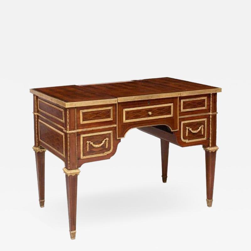 Louis XVI Style Gilt Bronze Parquetry Marquetry Dressing Table Desk or Vanity