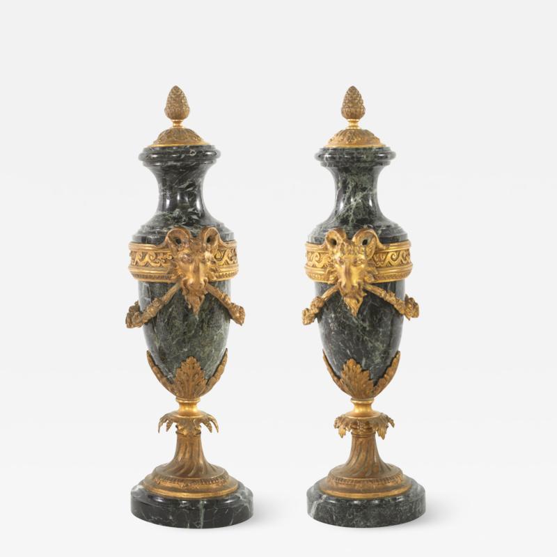 Louis XVI Style Gilt Bronze and Marble Cassolettes a Pair