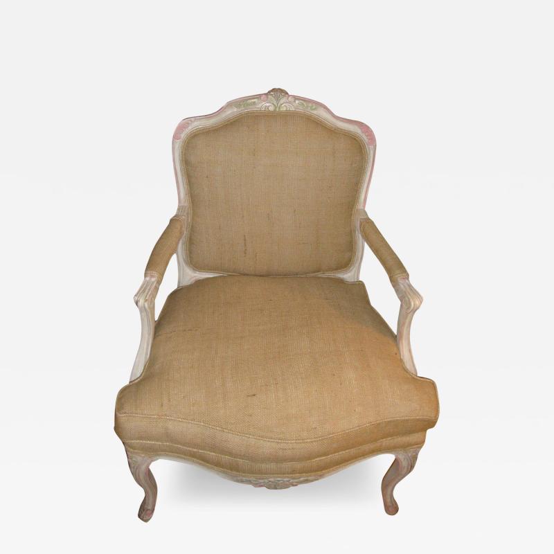 Louis XVI Style Paint Decorated Berg re Armchair