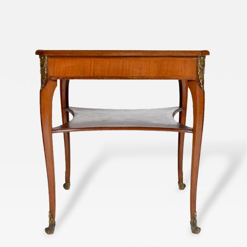 Louis XVI Style Square Two Tier Satinwood Center Table