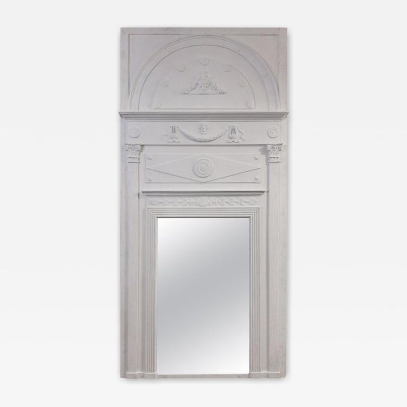 Louis XVI Style White Painted Trumeau Mirror