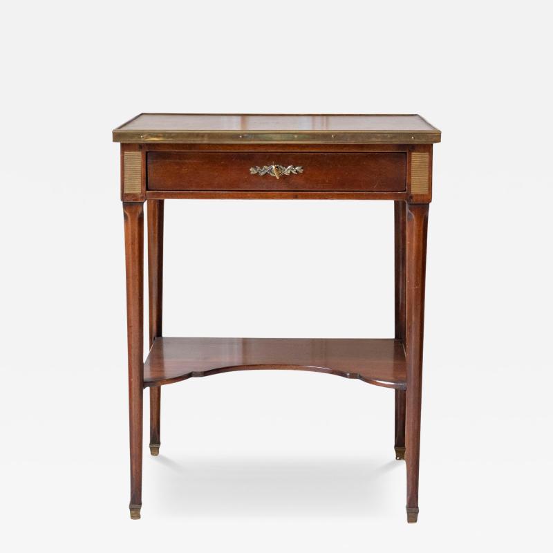Louis XVI Style Writing Table in Walnut with Leather Top and Bronze Details
