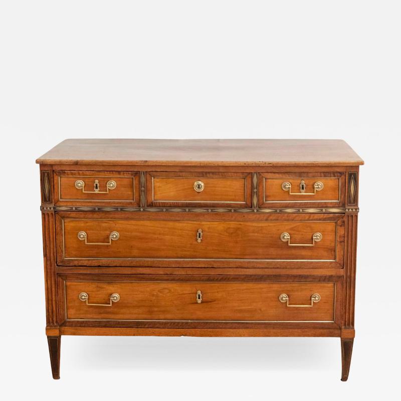 Louis XVI Walnut Chest of Drawers with Brass Inlay France Late 18th Century