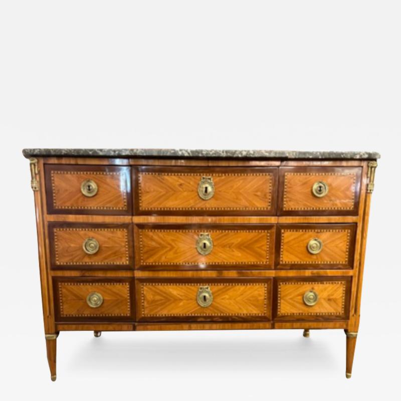 Louis XVI chest of drawers with marquetry 19th century