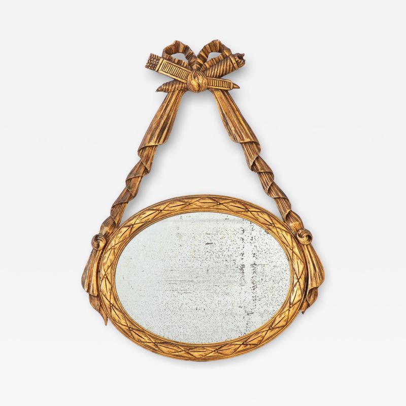 Louis XVI style Oval Mirror with Carved Wood Frames France Mid 20th C 