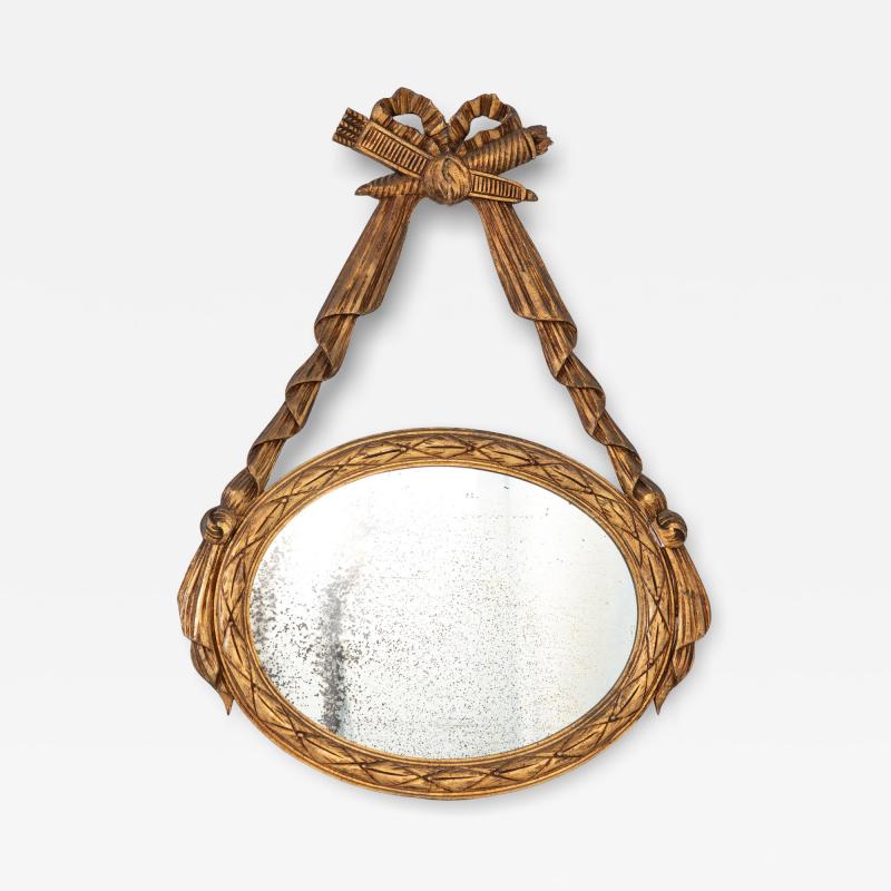 Louis XVI style Oval Mirror with Carved Wood Frames France Mid 20th C 