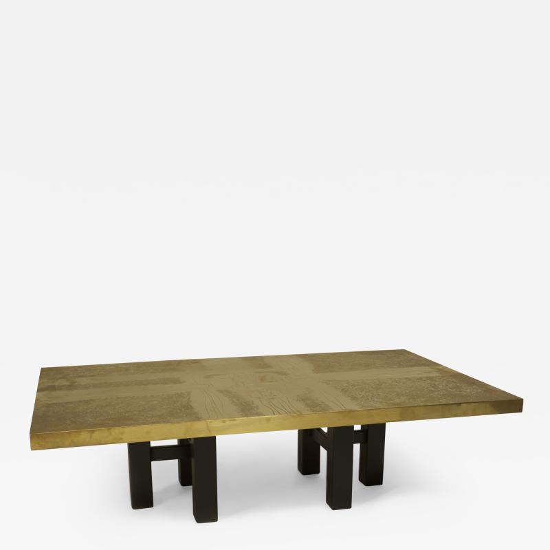 Lova Creations Belgian Post War Design Rectangular Brass Coffee Table