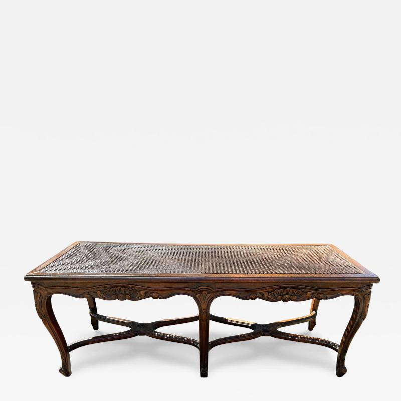 Lovely French Louis XV style Walnut Cane Bench Mid 20th Century