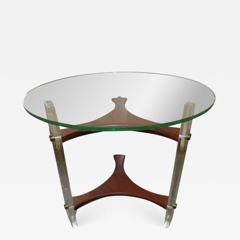 Lovely Walnut Lucite Side End Table Mid Century Modern
