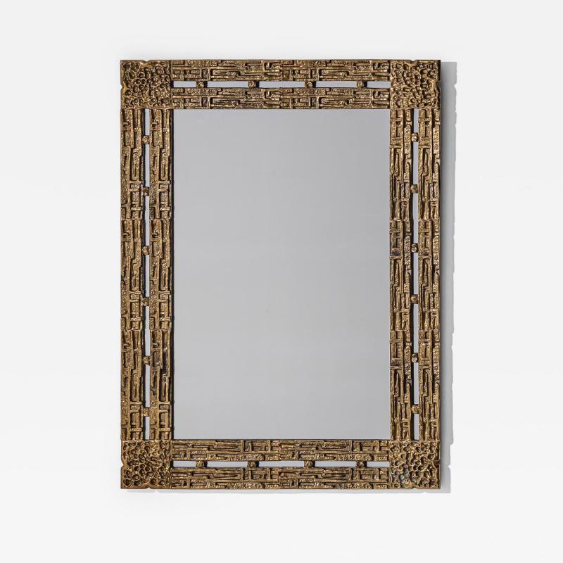 Luciano Frigerio Brass Mirror attributed to Luciano Frigerio Italy 1970s