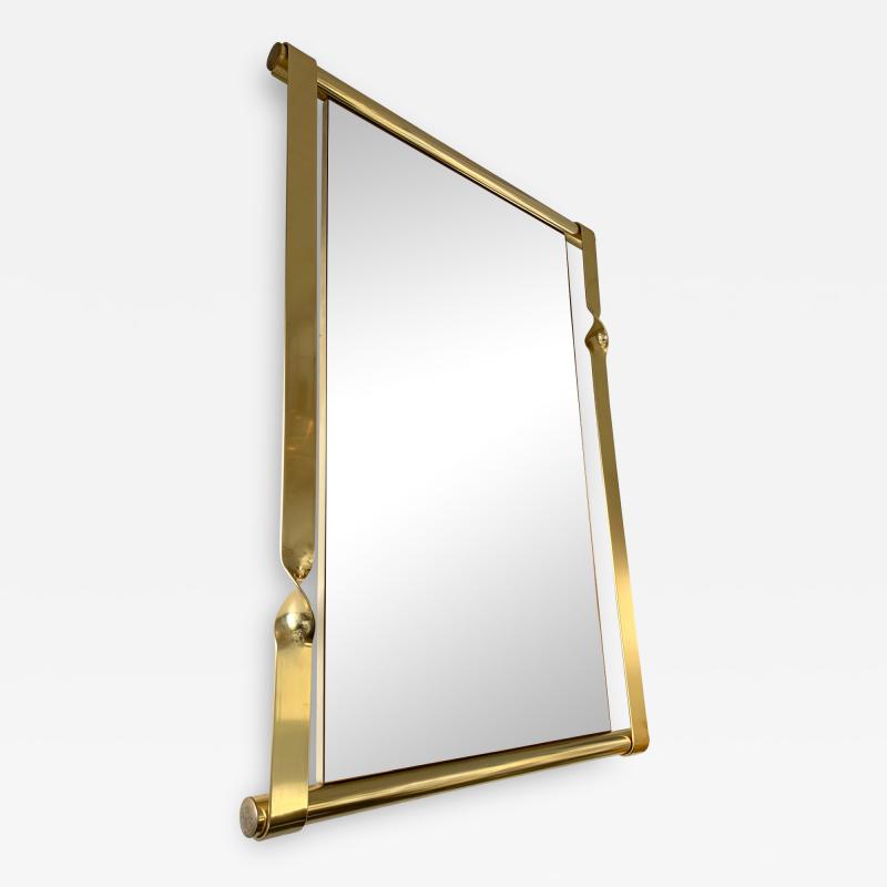 Luciano Frigerio Brass Mirror by Luciano Frigerio Italy 1970s