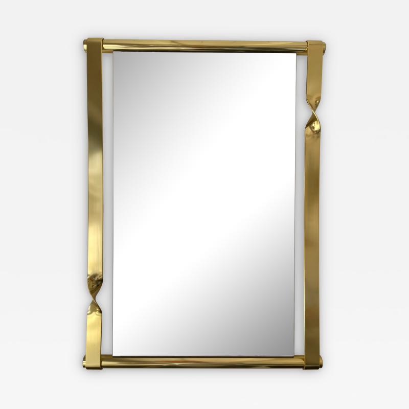 Luciano Frigerio Brass Mirror by Luciano Frigerio Italy 1970s