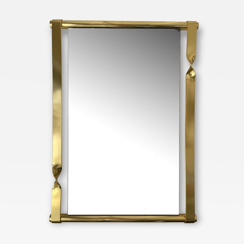 Luciano Frigerio Brass Mirror by Luciano Frigerio Italy 1970s