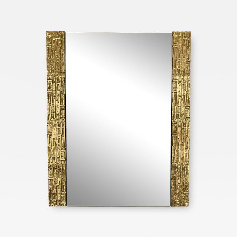 Luciano Frigerio Gilt Brass Sculpture Mirror by Luciano Frigerio Italy 1970s