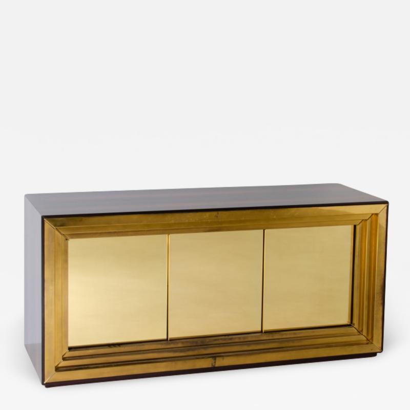 Luciano Frigerio Large and unique storage unit with three door front made of solid brass