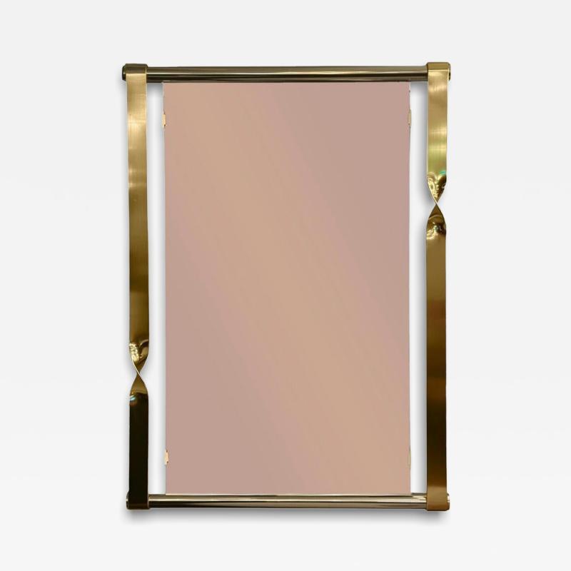 Luciano Frigerio Luciano Frigerio Brass Twist Mirror with Copper Tint 1970s