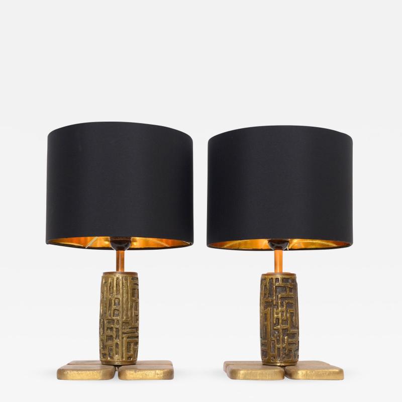 Luciano Frigerio Bronze Table Lamps C 1960