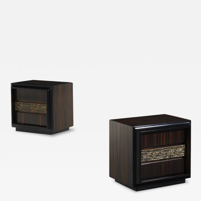 Luciano Frigerio Pair 1970s Luciano Frigerio Desir Macassar bedside tables