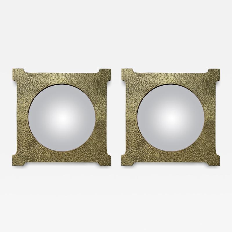 Luciano Frigerio Pair Of Italian Modern Bronze Mirrors By Luciano Frigerio