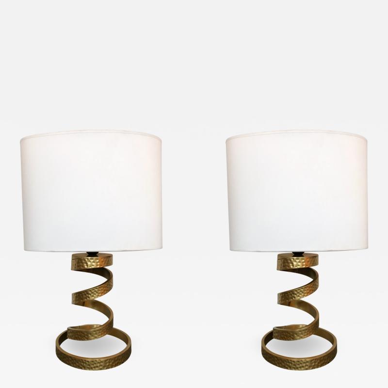 Luciano Frigerio Pair of Brass Lamps by Luciano Frigerio Italy 1970s