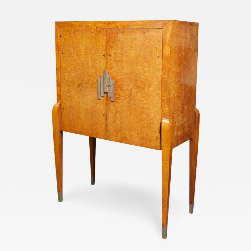 Lucie Renaudot BURL WALNUT ART DECO BAR CABINET BY LUCIE RENAUDOT