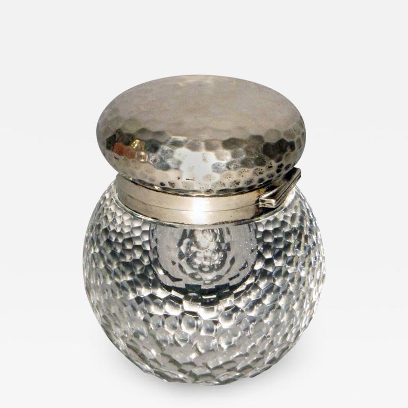 Lucien Gaillard Rare inkwell in carved crystal and worked silver by Lucien Gaillard