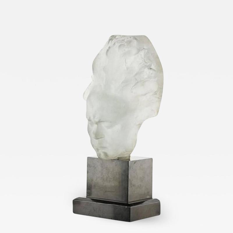 Lucien Lafaye Rare Frosted Glass Beethoven Bust Table Lamp by Lucien Lafaye for Perzel