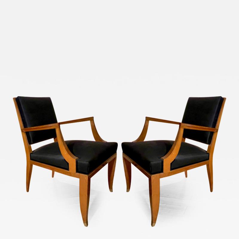 Lucien Rollin Lucien Rollin chicest refined pair of solid mahogany arm chairs