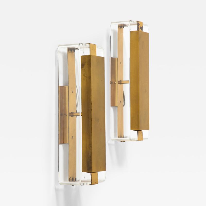 Lucite and Brass Sconces