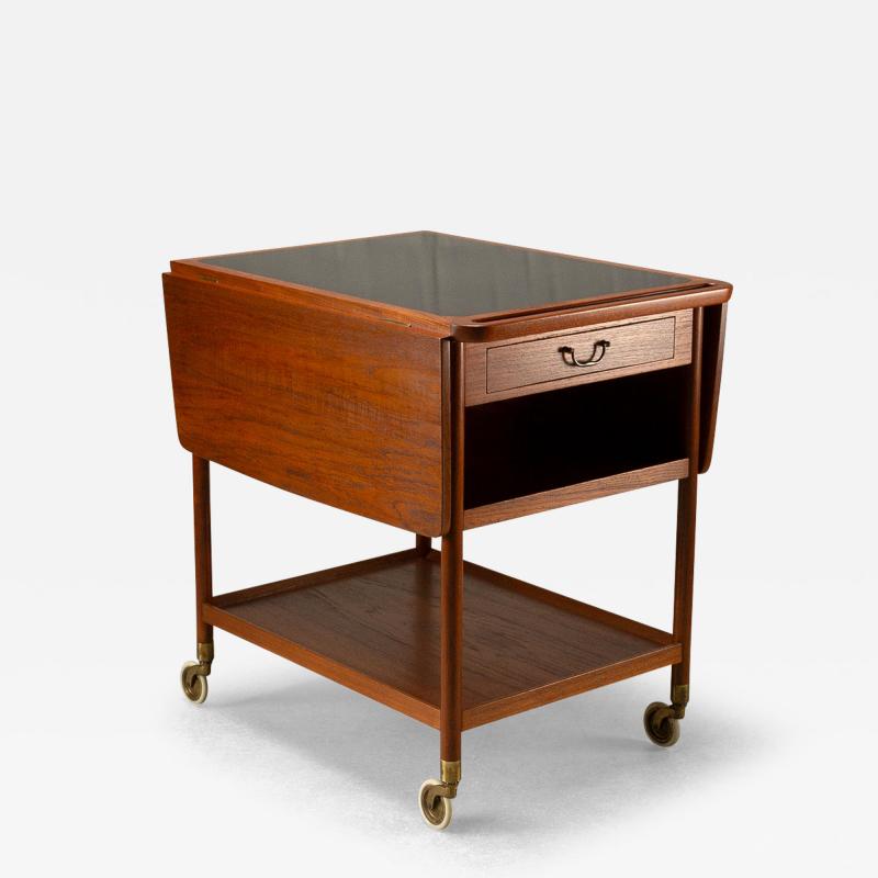 Ludvig Pontippidan Solid Teak and Formica Serving Trolley by Ludvig Pontoppidan Denmark 1950s