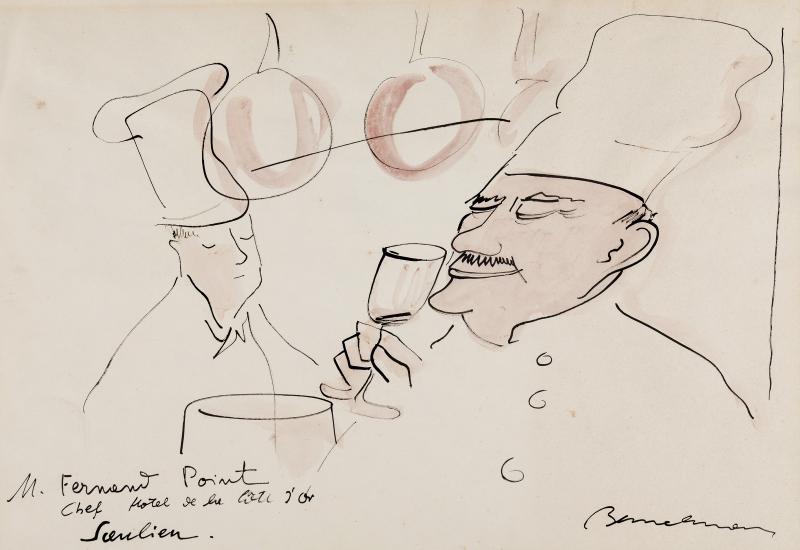 Ludwig Bemelmans Culinary Legend Monsieur Fernand Point Original Watercolor and Ink